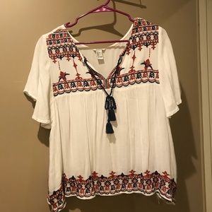 white embroidered blouse